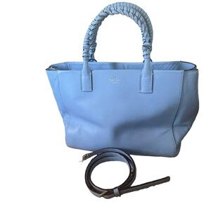 Kate Spade New York Blue Leather Tote Purse Satchel Wrapped Leather Top Handle